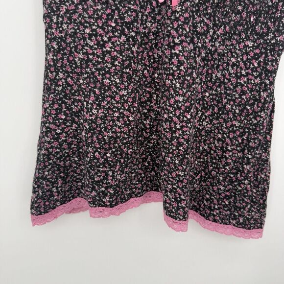 Rene Rofe Black & Pink Floral Sleep Tank Top Lounge Size Medium - Picture 3 of 8